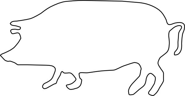White Pig Silhouette Png (600x312)