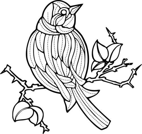 5372 Free Clip Art Line Drawing Bird Public Domain - Embroidery (500x471)