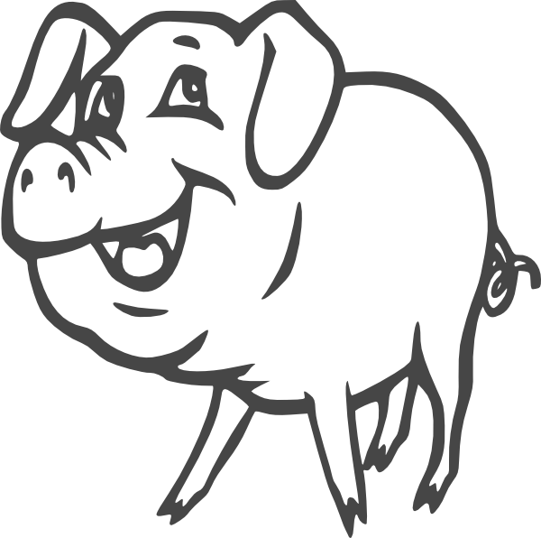 Pig Clipart Black And White - Pig Black And White (600x596)