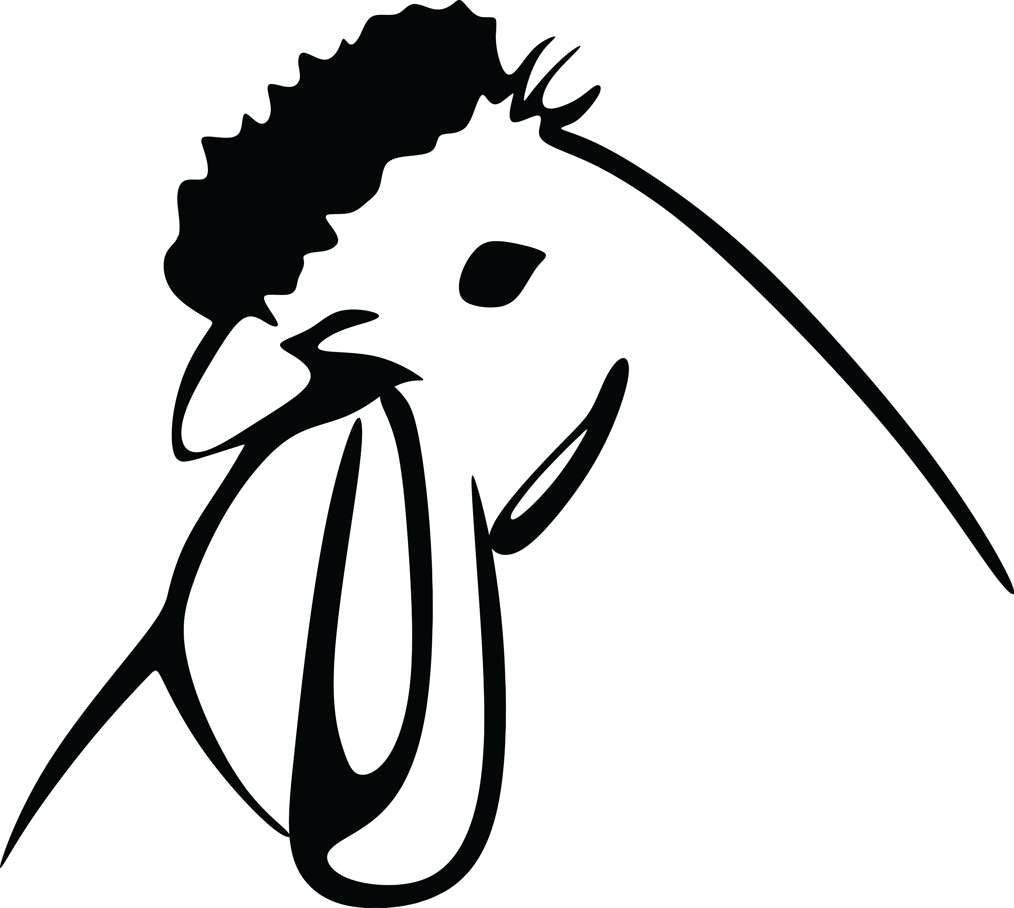 Free Clipart Of A Black And White Chicken Head - Chicken Line Png (4000x3583)