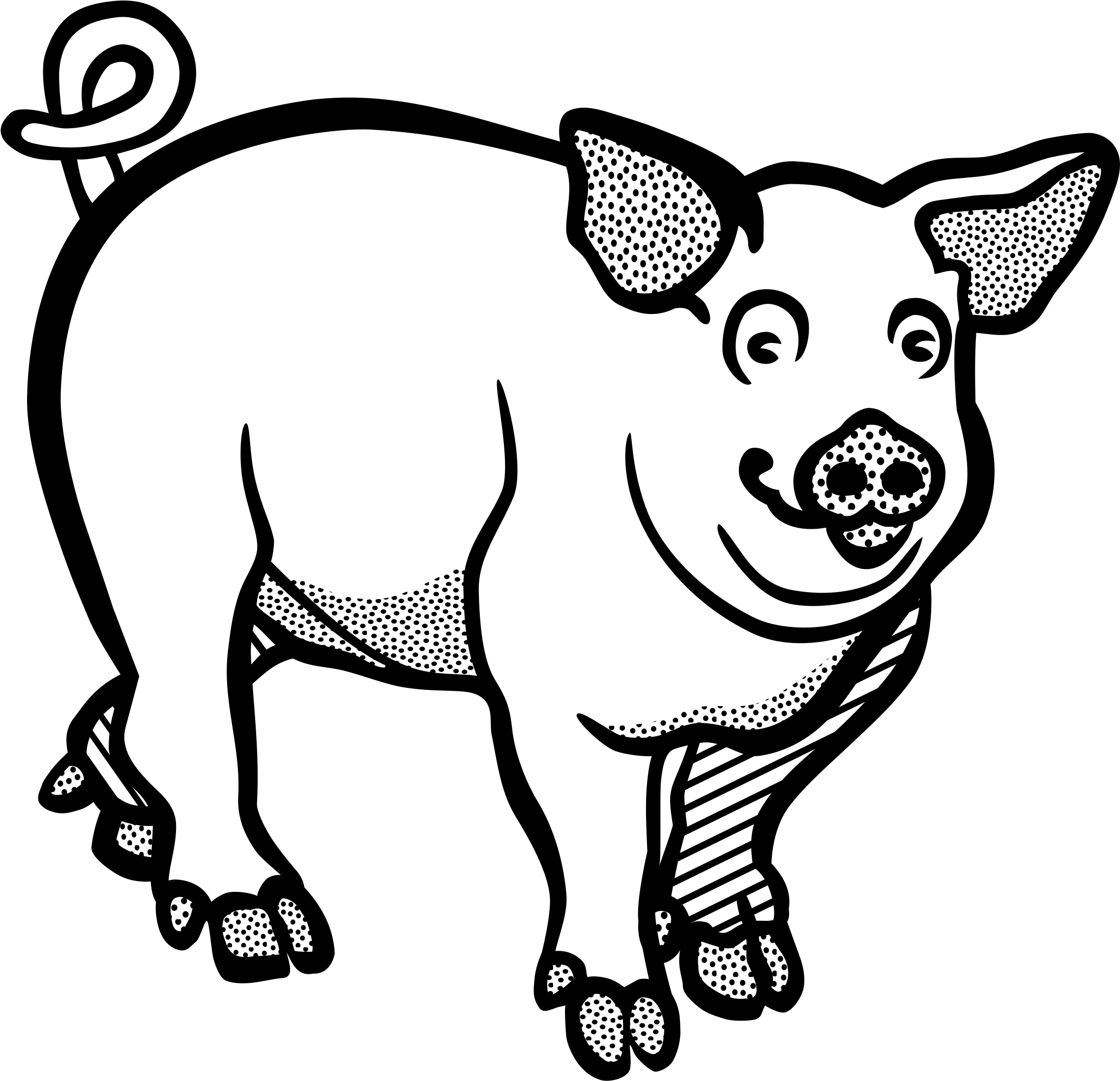 Pig Line Art - Pig Line Art (2400x2323)