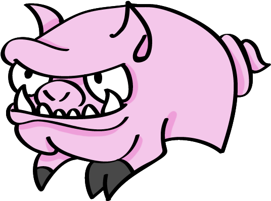 Cartoon Pig - Evil Cartoon Pig Face (583x423)