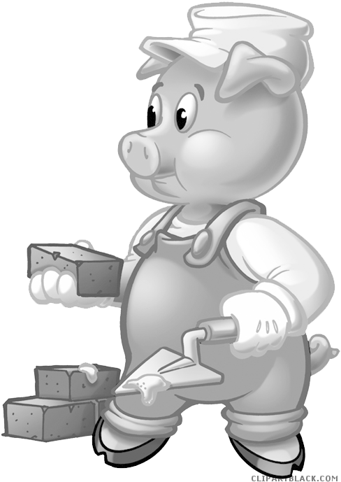 Pig Animal Free Black White Clipart Images Clipartblack - One Of The Three Little Pigs (507x719)
