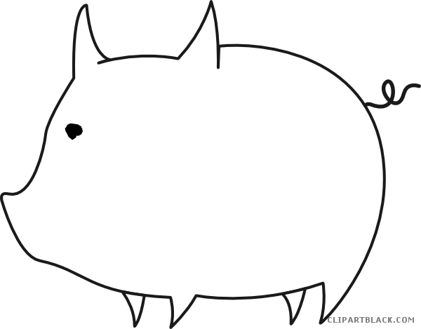 Pig Outline Animal Free Black White Clipart Images - Outline Of A Pig (600x469)