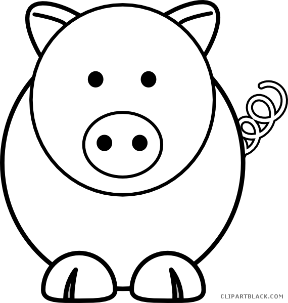 Pig Outline Animal Free Black White Clipart Images - Edmond Memorial High School (570x599)