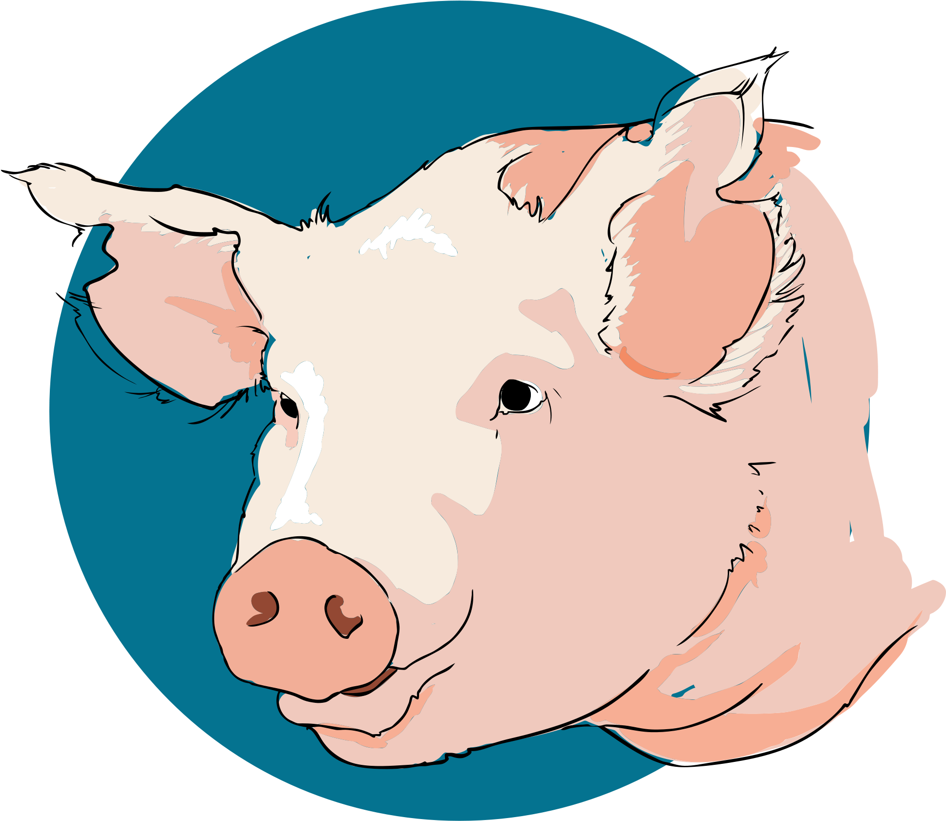 Open - Pig Head Clipart (2000x1722)