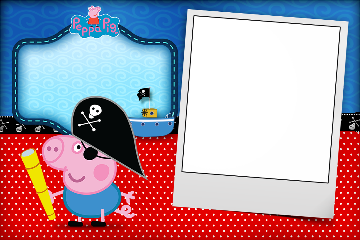 Convite Com Foto George Pig Pirata - Peppa Pig (1168x780)