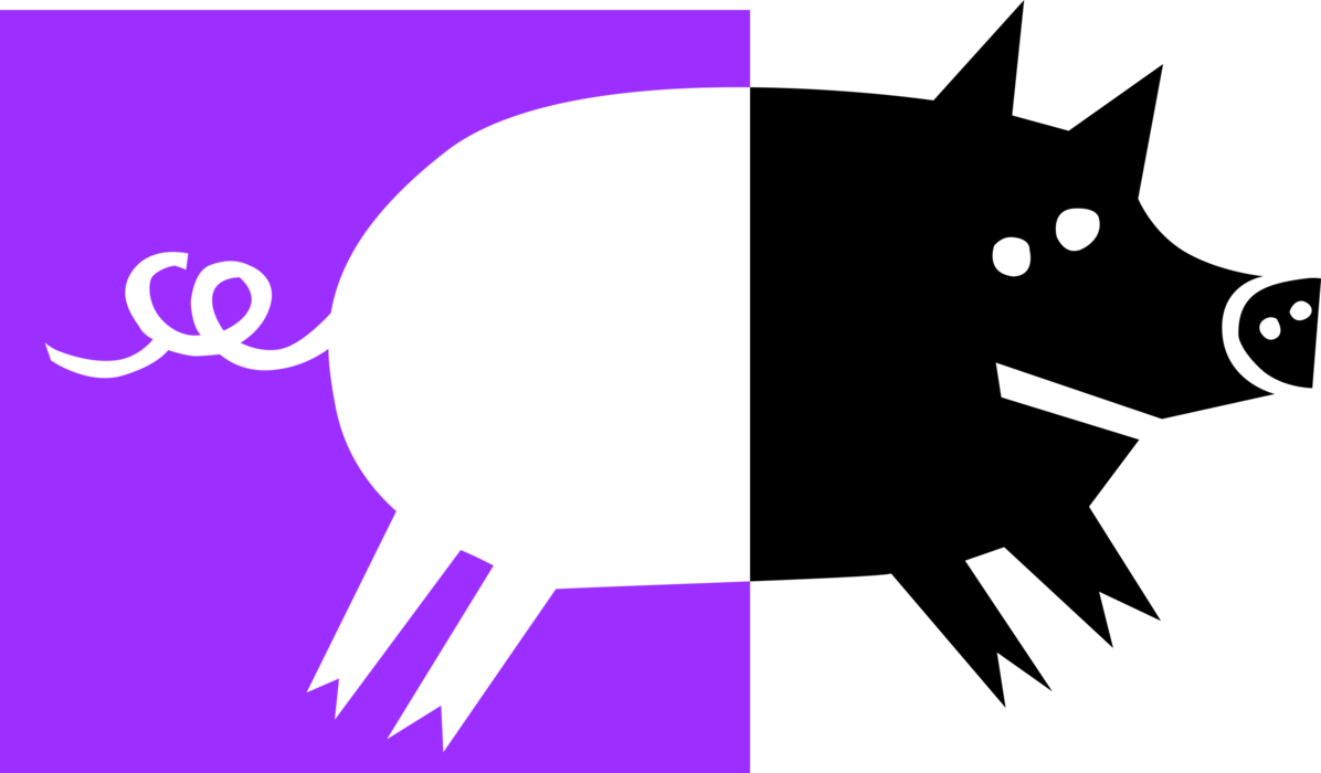 Vector Illustration Of Pig In Pigsty Or Pigpen - Better Than Bacon Improv (1196x700)
