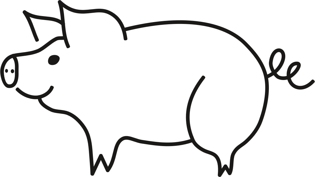 Big Image - Schwein Clipart Schwarz Weiß (1038x584)