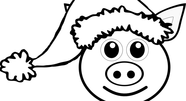 Animal Coloring Coloring Page Farm Animal Pig Coloring - Penguin Santa Yard Sign (735x400)