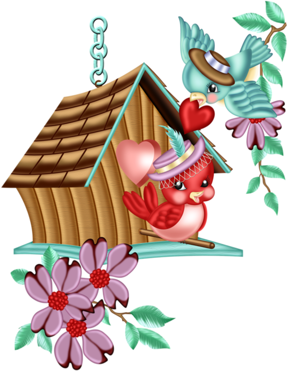 Image Du Blog Zezete2 - Birds In Bird Houses Clipartwith Transparent Backgrounds (600x767)