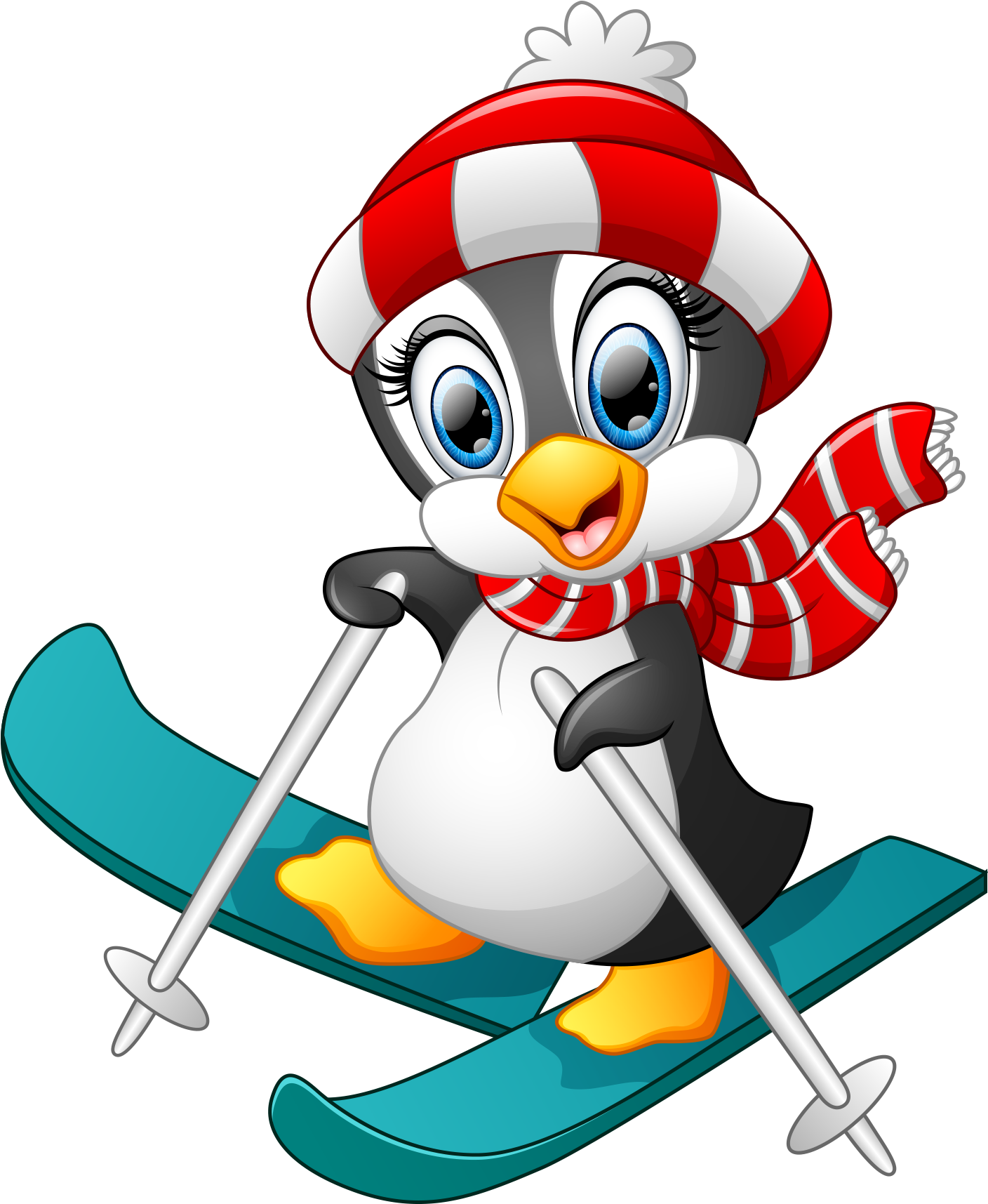 Penguin Cartoon Skiing Illustration - Penguin Cartoon Skiing Illustration (1774x1774)