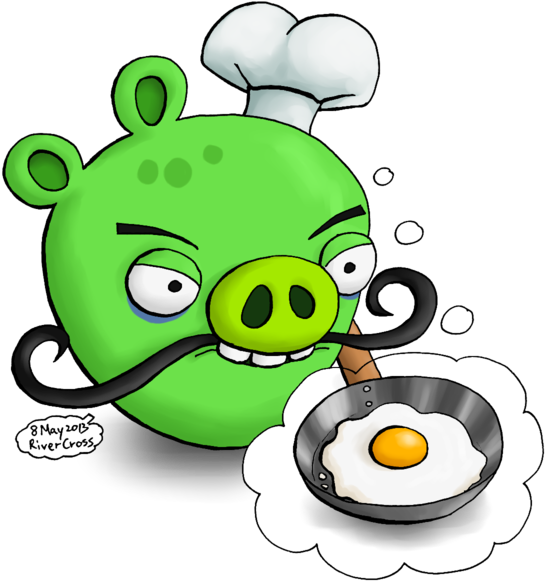 Chef Pig Thinks He Is Cooking An Egg By Riverkpocc - Angry Birds Cook Pig (600x650)