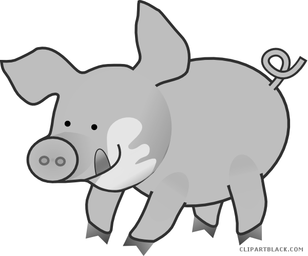 Pig Animal Free Black White Clipart Images Clipartblack - Custom Cartoon Pig Throw Blanket (600x500)