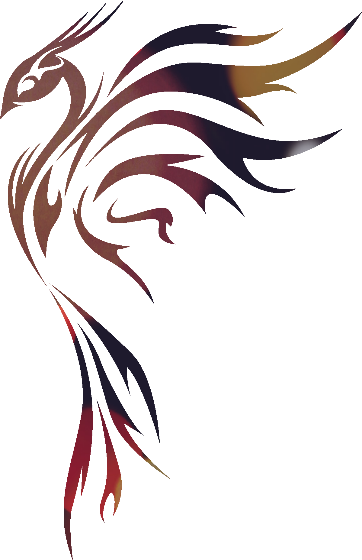 Tribal Bird Gradient Colours - Small Phoenix Bird Tattoo On Girl (1199x1853)