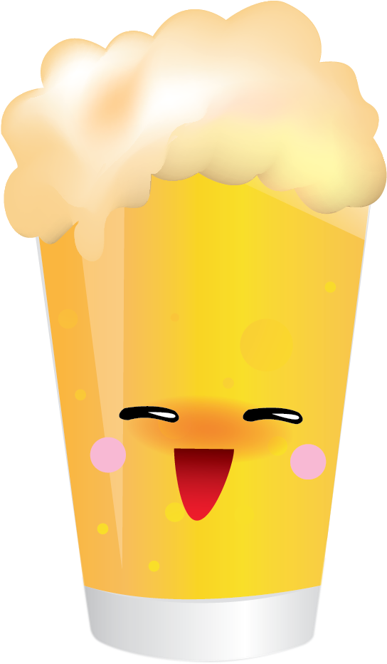 Cartoon Glass Of Beer Clipart - Kawaii Beer Png (667x978)