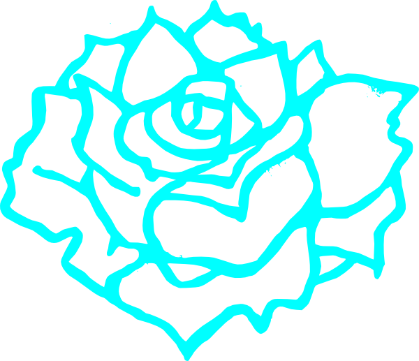 Blue Flower Clip Art - Clip Art Flower Black And White Rose (600x517)