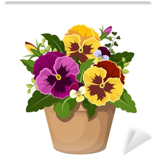 Pansy Flowers In A Pot - Cafepress 3 Pansies 5'x7'area Rug (400x400)