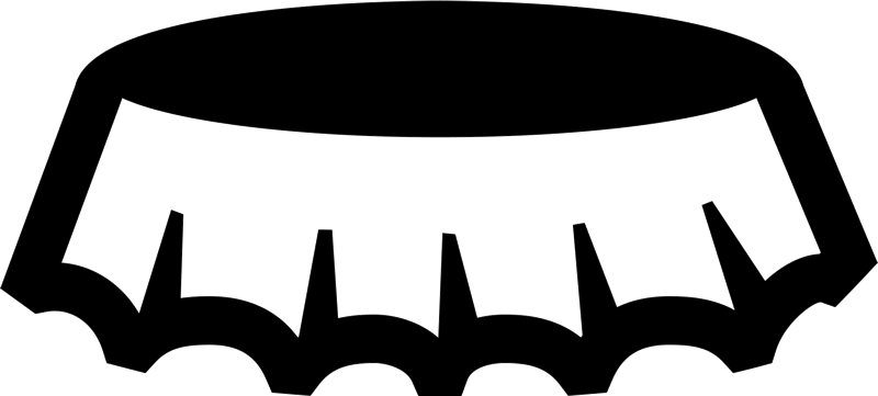 Beer Bottle Cap Rubber Stamp - Beer Cap Clip Art Black And White (800x361)