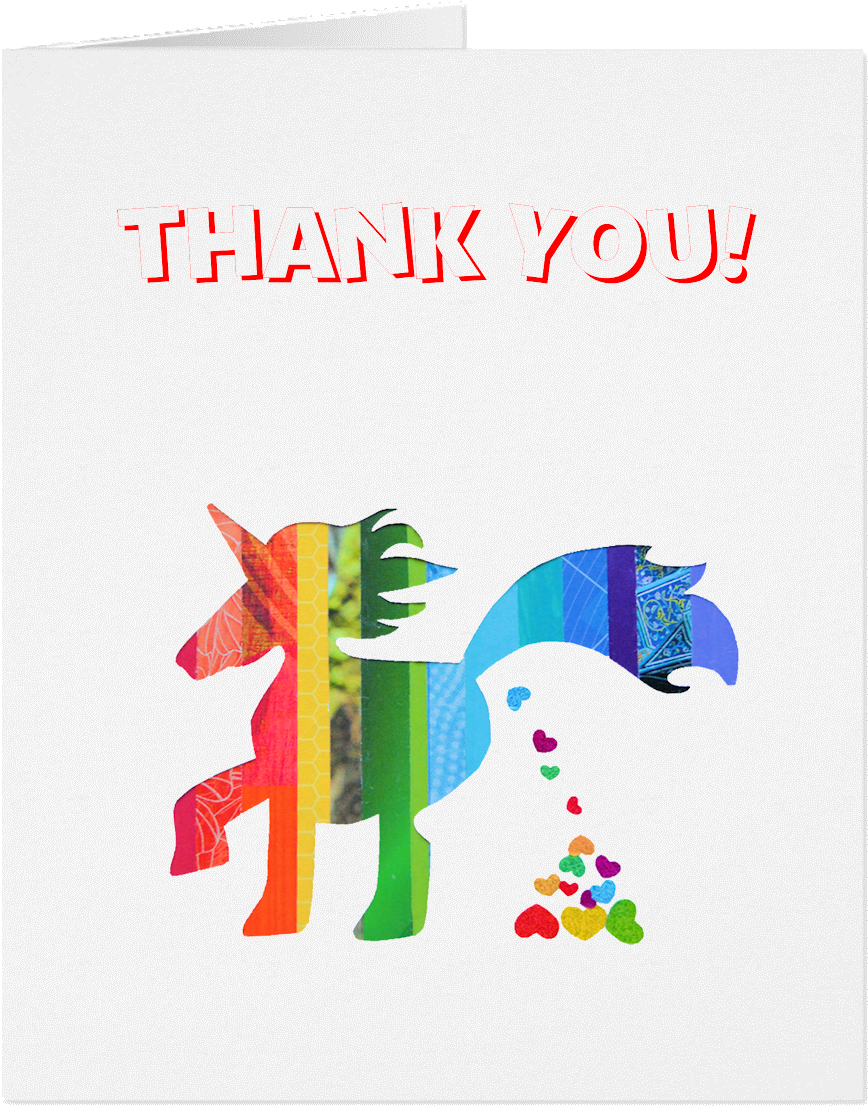 Gc004 Unicorn Thank You Card Poop Heart - Unicorn Birthday Card (1038x1196)