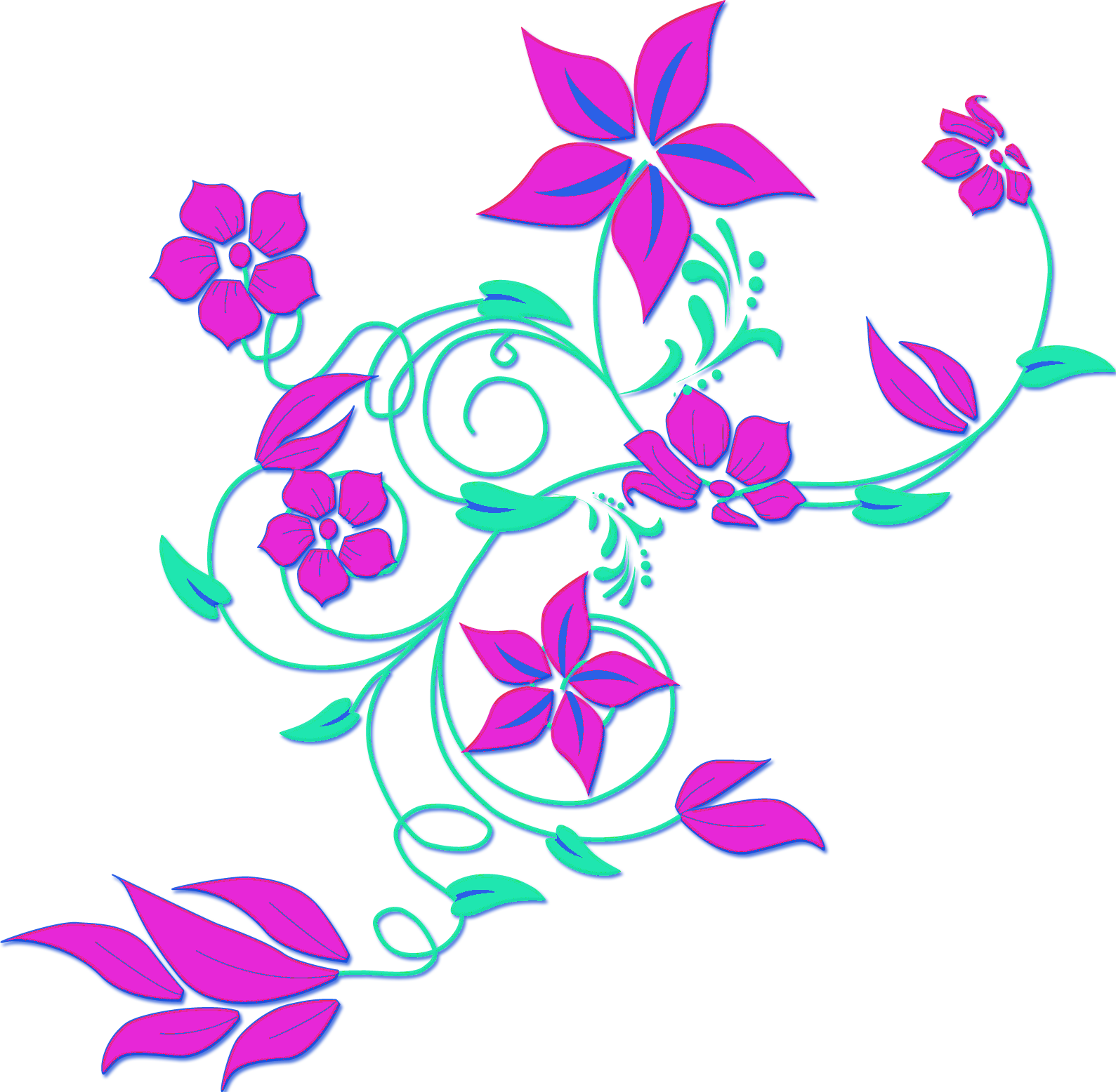 Purple Flower Clipart Gambar - Purple Flowers Clip Art Border (1589x1556)
