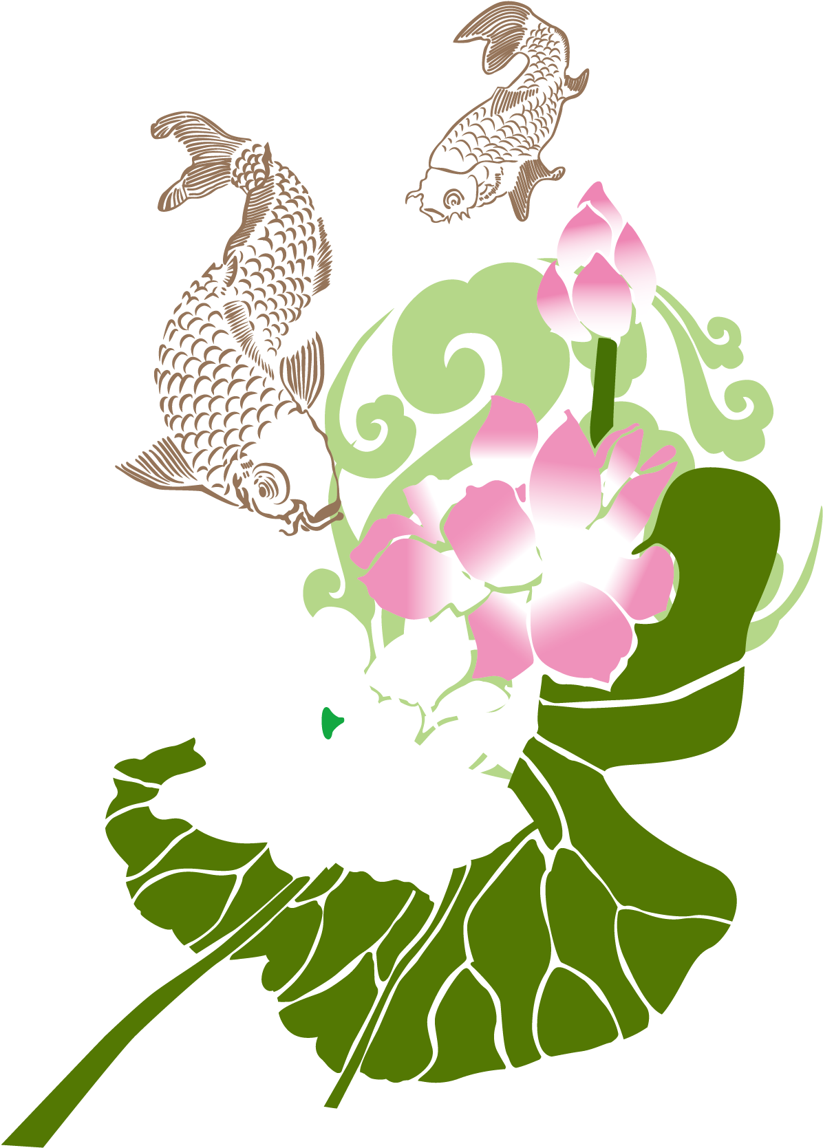 Koi Green Poster Illustration - Illustration (1875x1875)