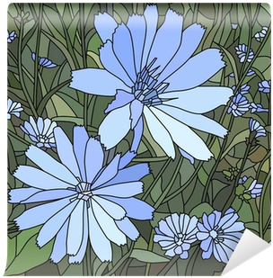 Vector Illustration Of Flower Chicory - Стилизация Цикория (400x400)