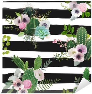 Vector Cactus And Flowers Seamless Pattern - Vector Graphics (400x400)