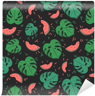 Seamless Vector Pattern With Juicy Watermelons And - Swiss Cheese Plant (400x400)