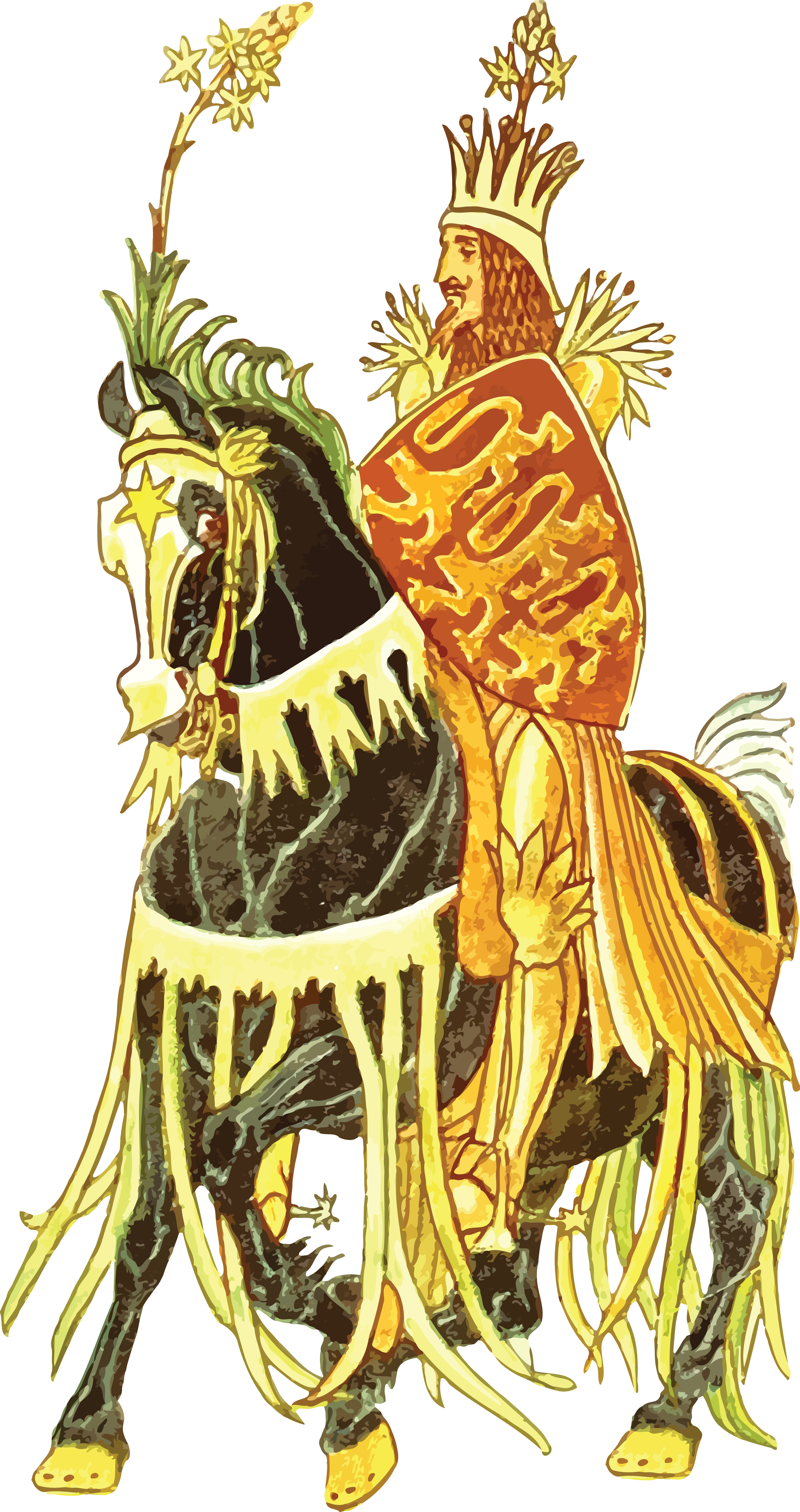 Free Clipart Of A Horseback Floral King - Portable Network Graphics (4000x7555)