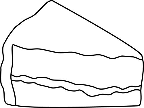 Black And White Slice Of Cake Clip Art - Cake Slice Clipart Black And White (500x376)