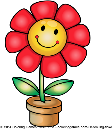 Smiling Flower Coloring - Smiling Flower Png (500x500)