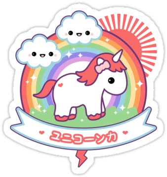 Super Cute Baby Rainbow Unicorn Stickers - Kawaii Unicorn Stickers (375x360)