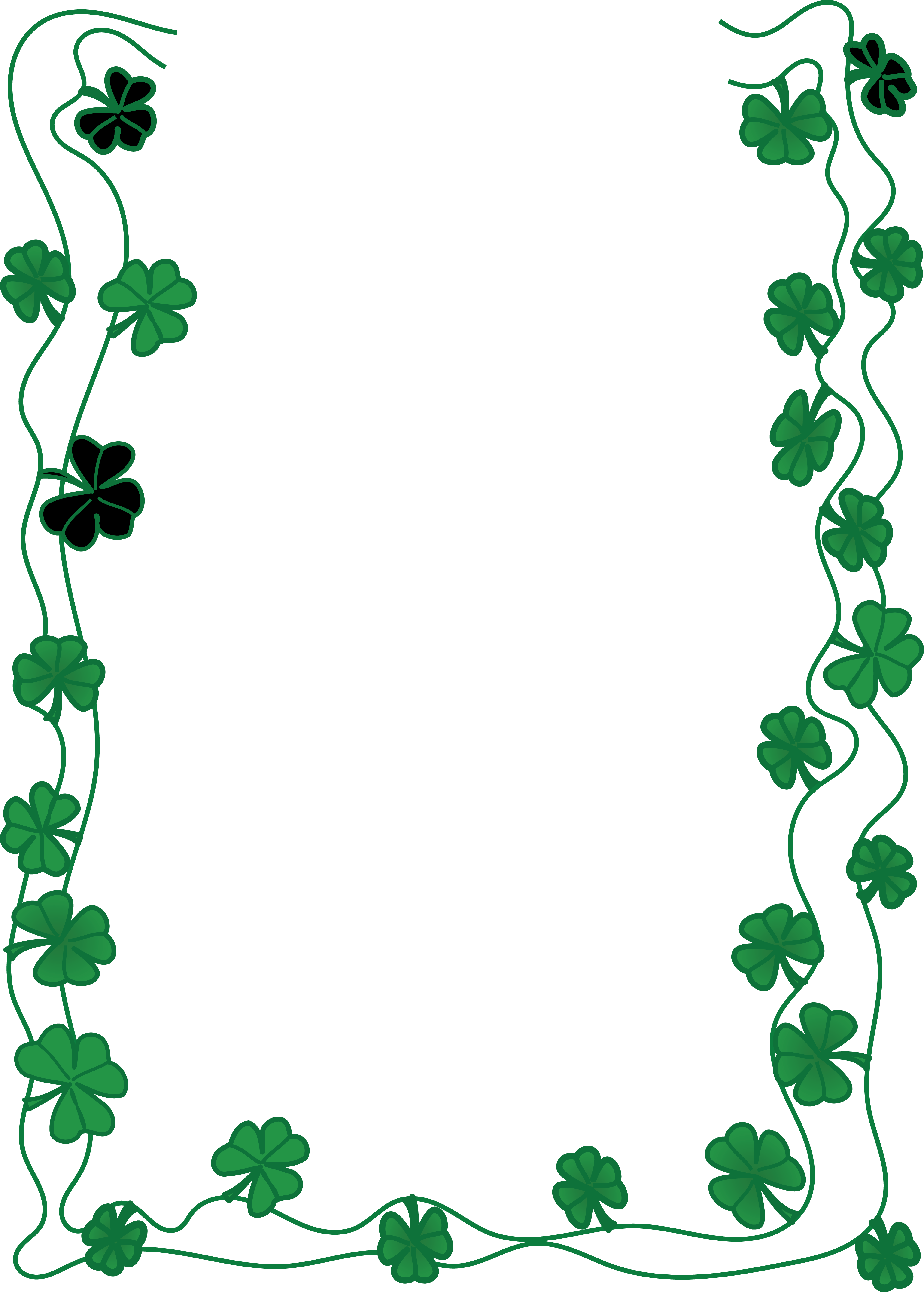 Free Clipart Of A St Patricks Day Shamrock Clover Border - St Patrick's Day Png (4000x5589)