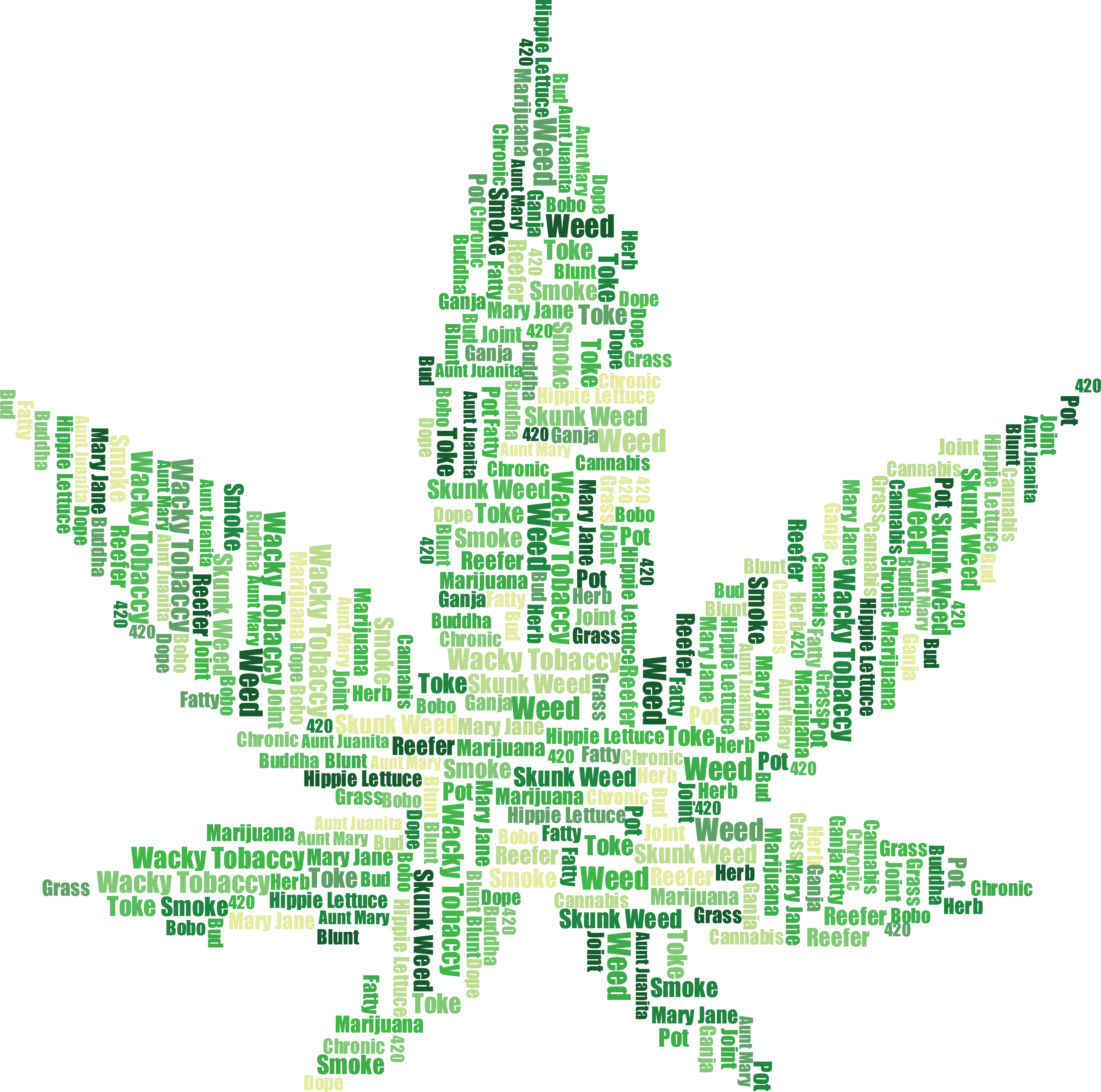 Free Clipart Of A Word Tag Collage Cannabis Marijuana - Street Names For Weed (4000x3969)