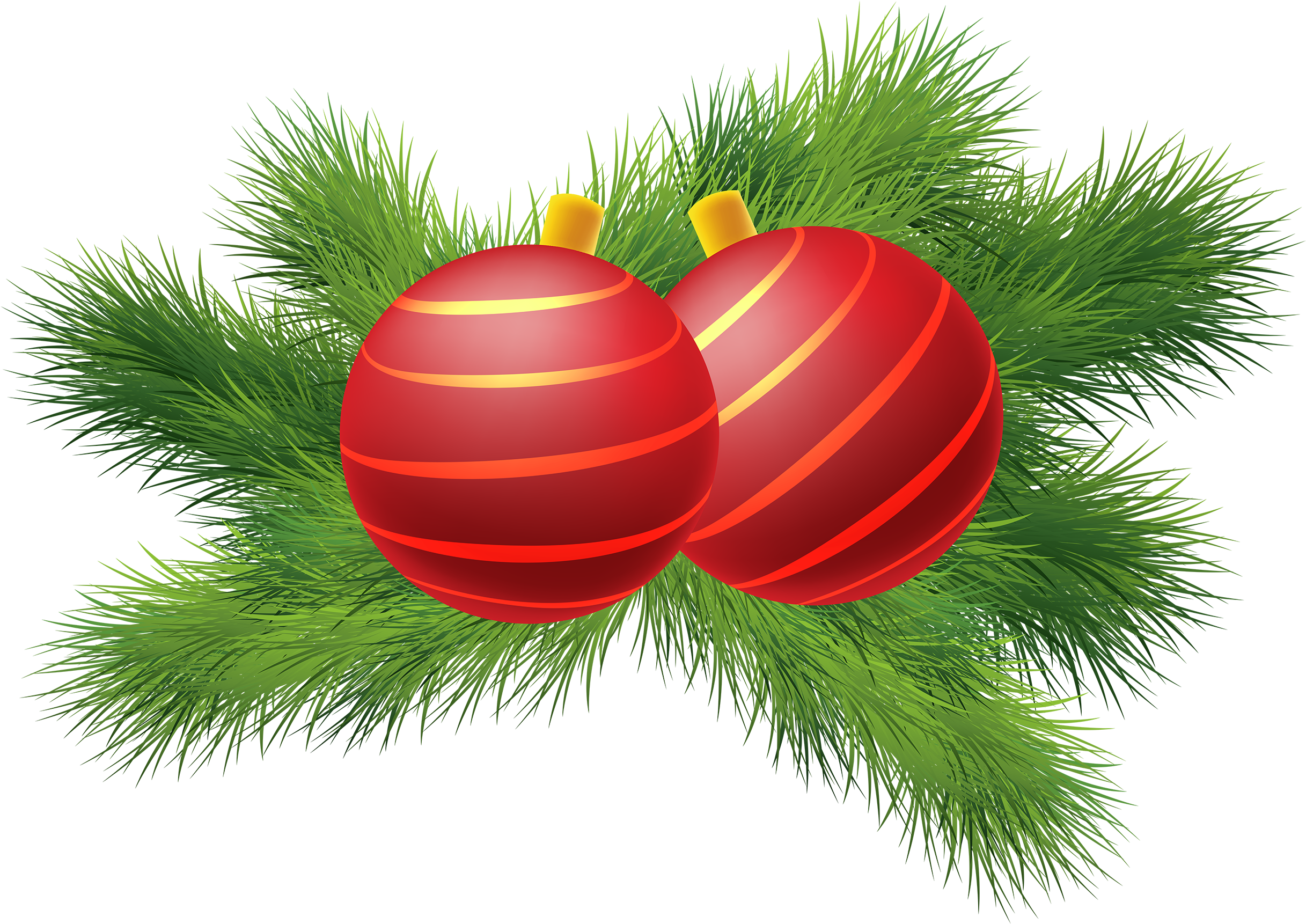 Christmas Decor With Red Christmas Balls Png Clipart - Articulos Navideños Png (2500x1816)
