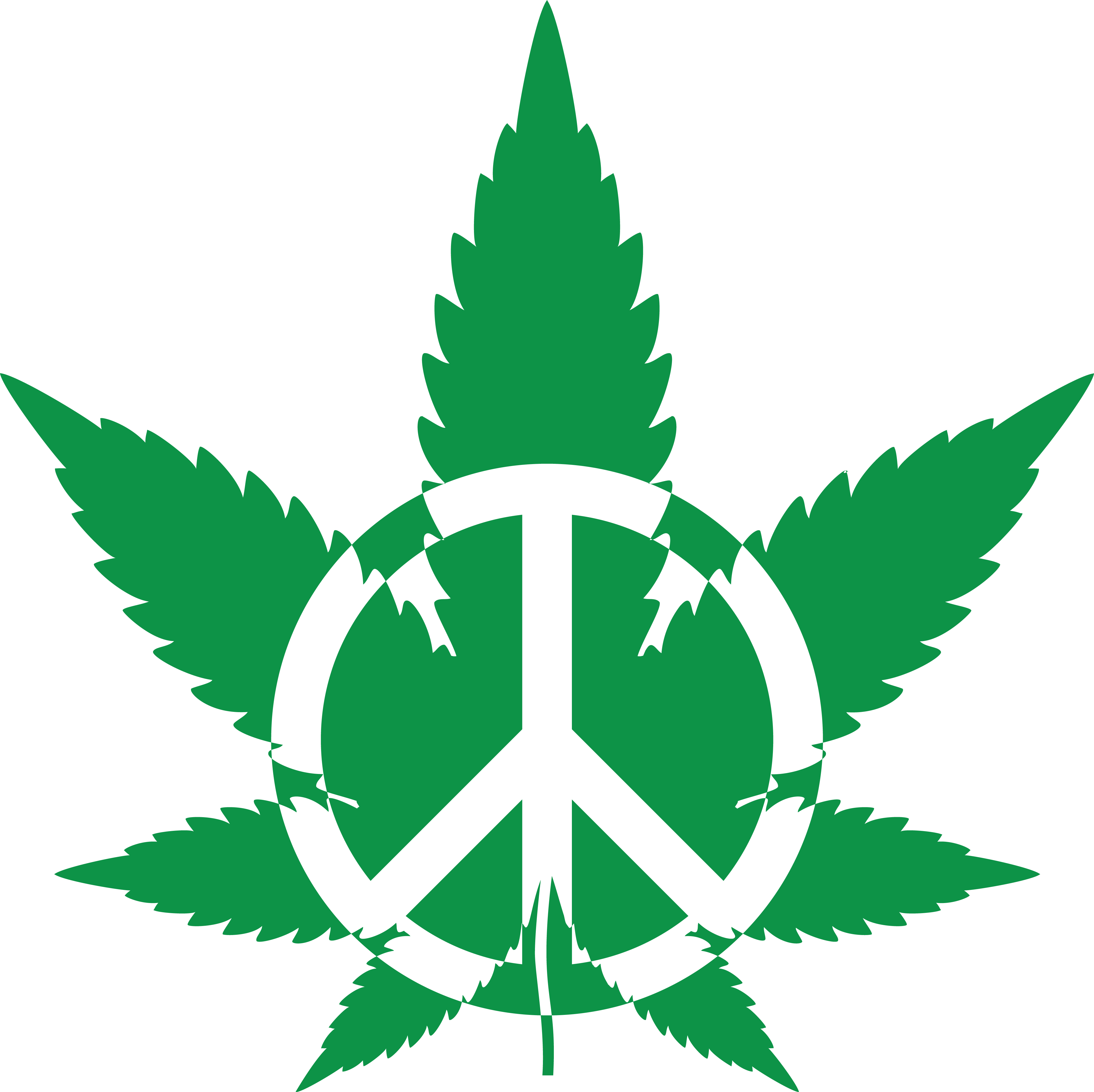 Free Clipart Of A Green Pot Leaf With A Peace Symbol - Pot Leaf Png (4000x3993)