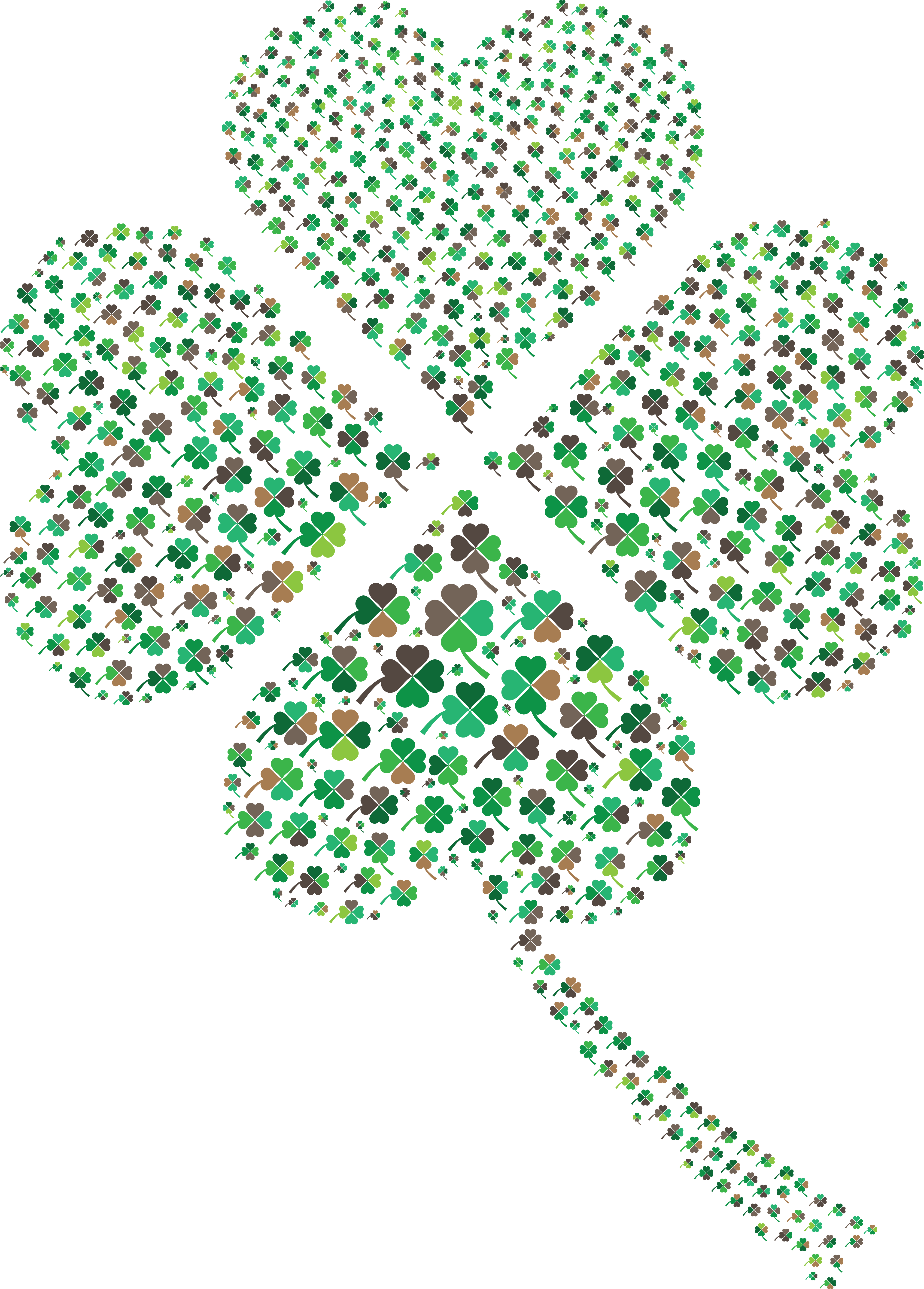 Free Clipart Of A Patterned St Paddys Day Shamrock - Green Four Clover Leaf (4000x5579)