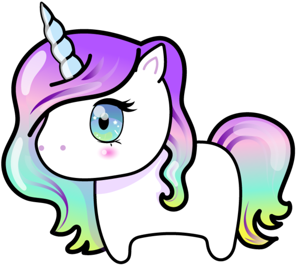 Kawaii Unicorn With Rainbow Hair By Barovlud - Kawaii Unicorn With Rainbow Hair (600x535)