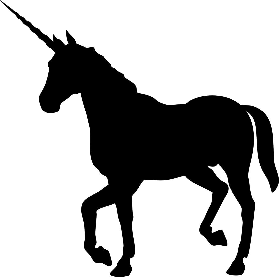 Illustration Art - Unicorn Black Png (1280x1209)
