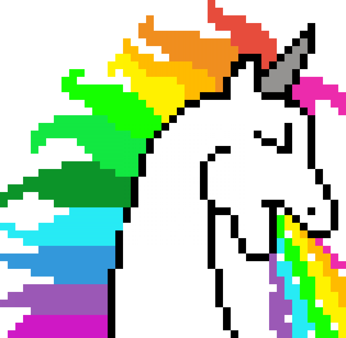 Rainbow Unicorn - Minecraft Unicorn Pixel Art (1170x1144)
