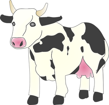 Cow Animal Mammal Black White Patterns Far - Cow Clipart (353x340)