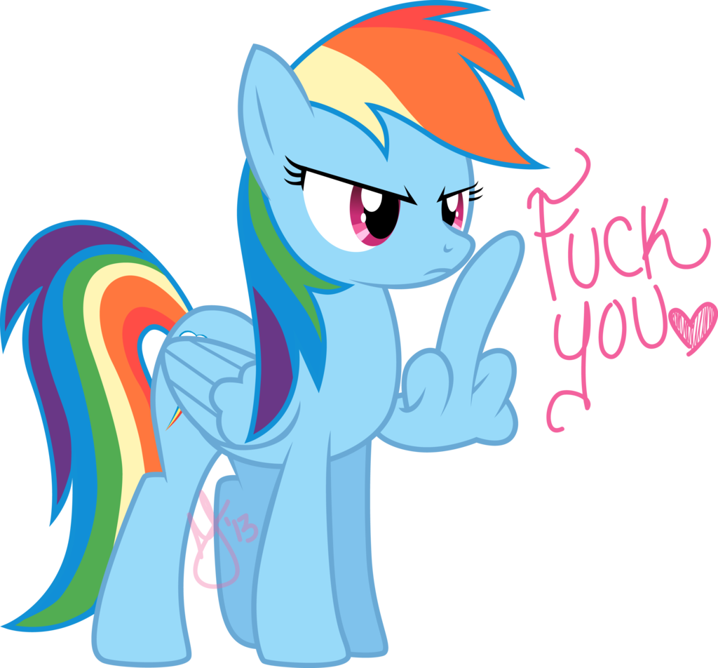 Ieatedaunicorn, Fuck You, Heart, Middle Feather, Middle - Rainbow Dash Flip Off (1024x952)