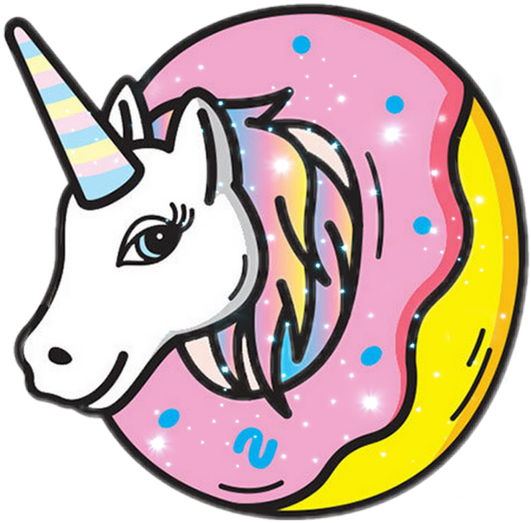 Unicorn Rainbow Donut Ftestickers Ftekawaii - Desenho De Unicórnio Png (1038x1024)