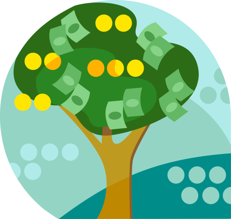 Vector Illustration Of Money Tree Conceptual Negation - Preterm Birth (738x700)