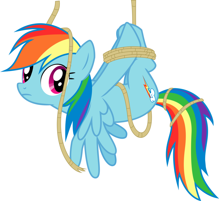 Entangled Rainbow Dash By J0kuc - Rainbow Dash Tied Down (900x826)