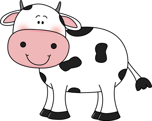 Cow With Black Spots Clip Art Image Cute White Cow - White And Brown Cow Clipart (500x399)