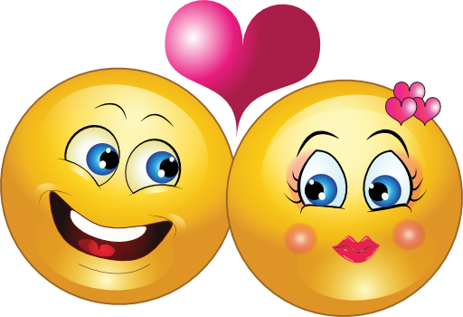 Lovely Couple Smiley Emoticon Clipart - Facebook Emoticon Stickers Kiss (512x350)