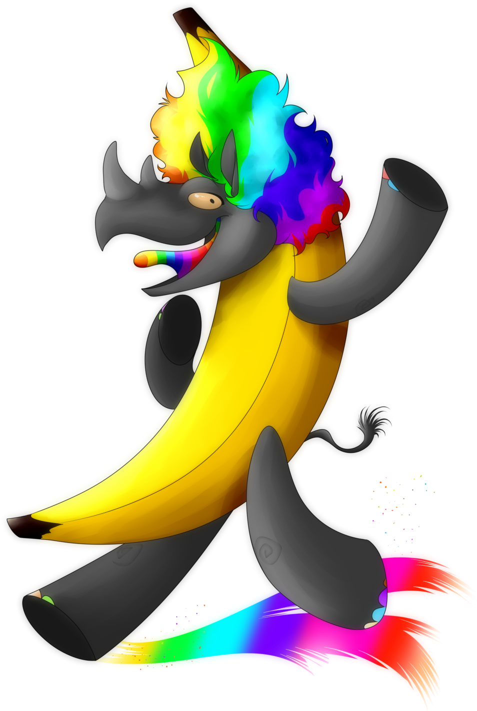 Rhino In A Banana Suit With A Rainbow Afro By Feisucakester - Banana Rhino (1024x1536)