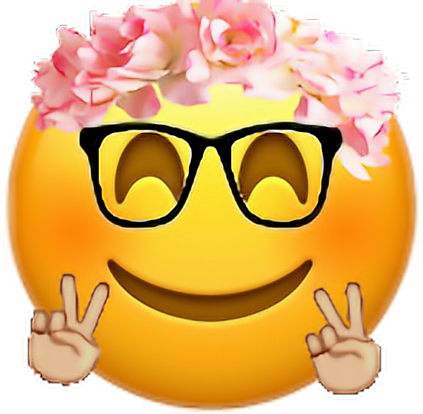 Love This 🤓😊✌🏼🌸emoji Glasses Flowercrown Flower - Flower Crown Emoji Png (600x588)